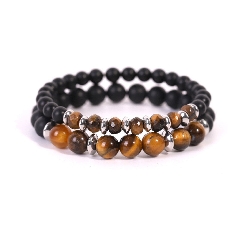 Matte Black Onyx Couple Bracelet Set – Matching His & Hers Stone Bracelets for Love & Protection
