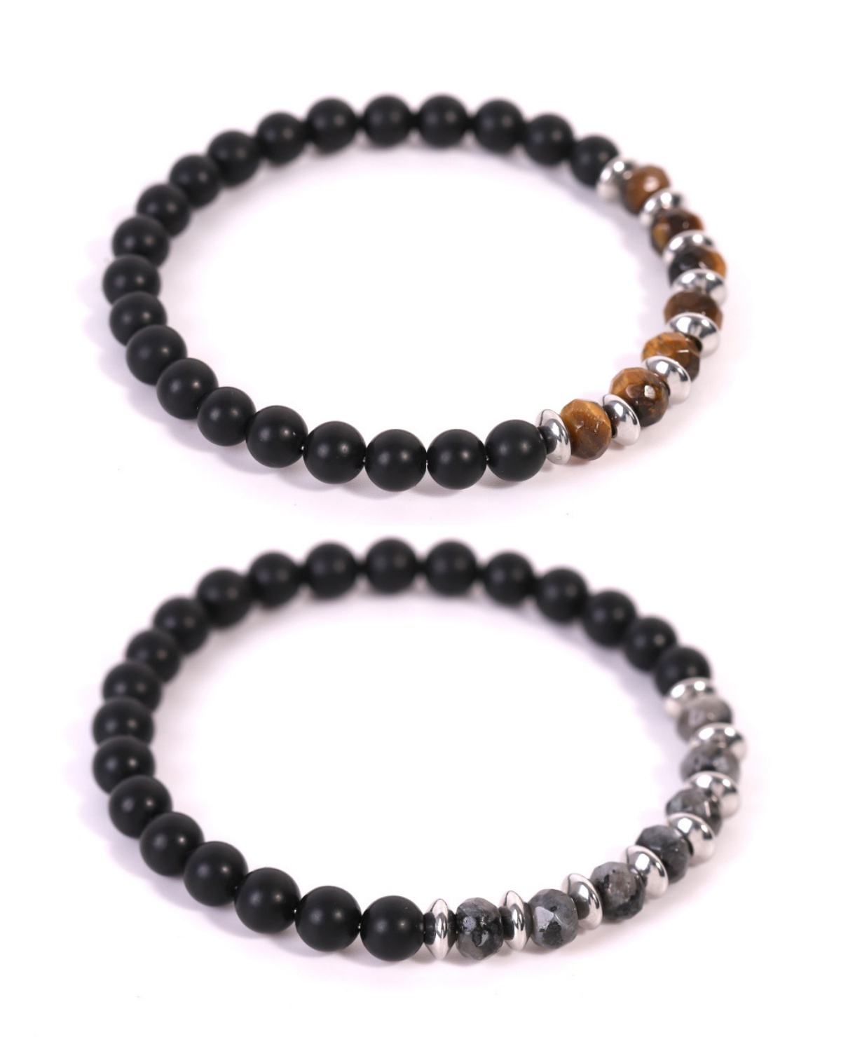 Matte Black Onyx Couple Bracelet Set – Matching His & Hers Stone Bracelets for Love & Protection