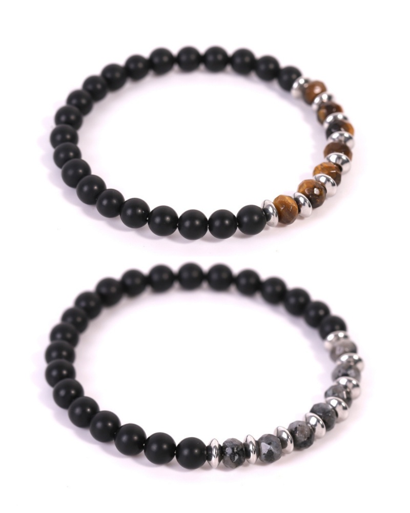 Matte Black Onyx Couple Bracelet Set – Matching His & Hers Stone Bracelets for Love & Protection