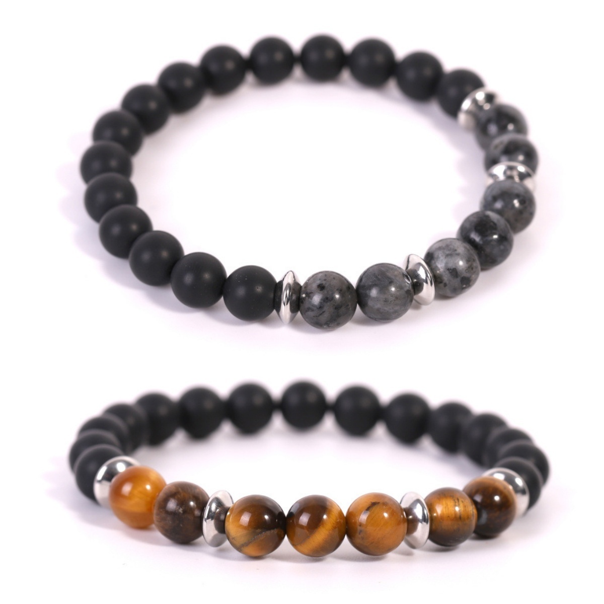 Matte Black Onyx Couple Bracelet Set – Matching His & Hers Stone Bracelets for Love & Protection