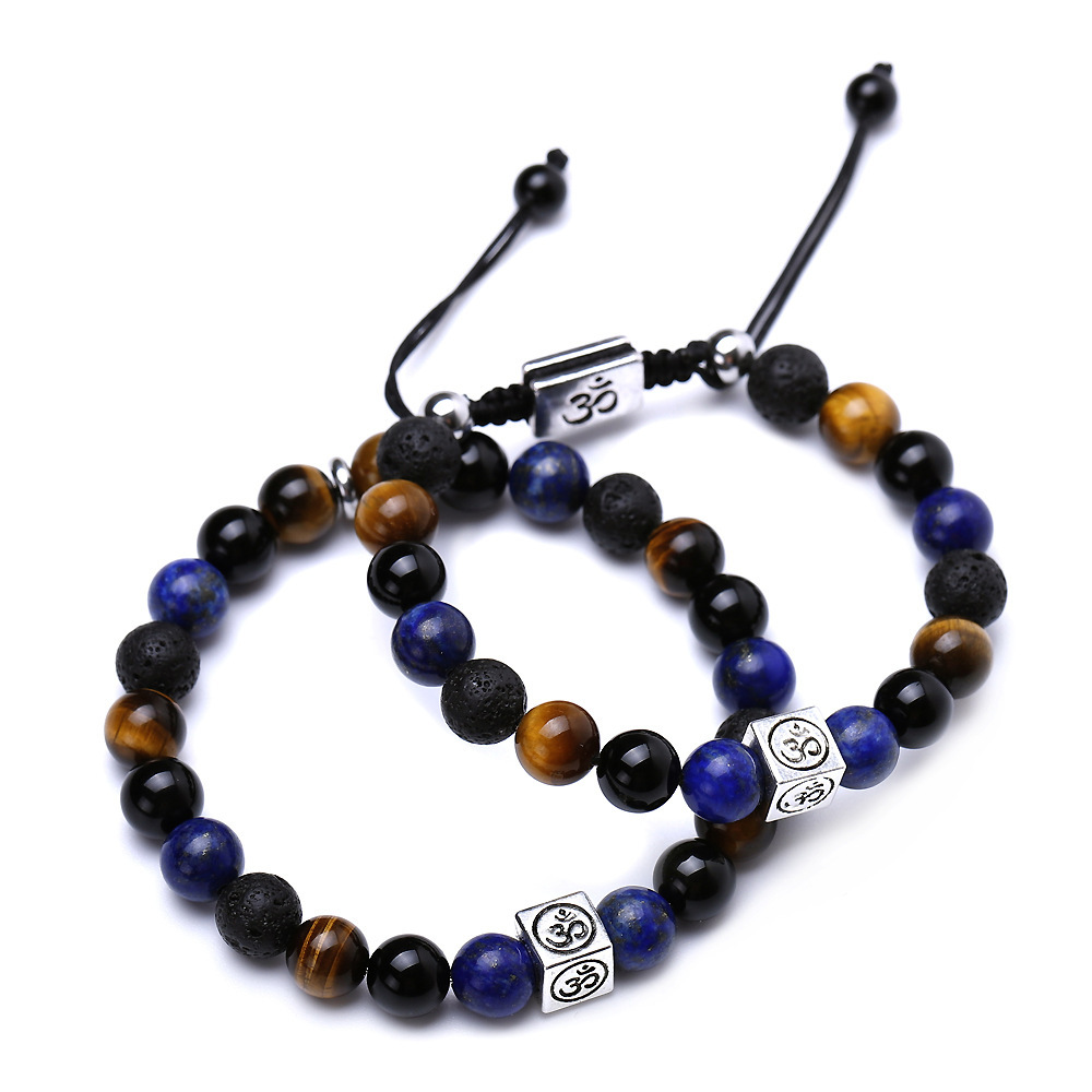 Adjustable Handmade Woven 8mm Stone Beads Bracelets Spiritual Protection Healing Positive Energy Handmade Bracelet Supplier
