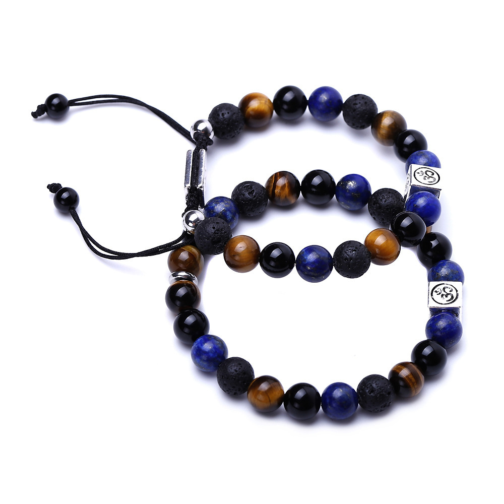 Adjustable Handmade Woven 8mm Stone Beads Bracelets Spiritual Protection Healing Positive Energy Handmade Bracelet Supplier