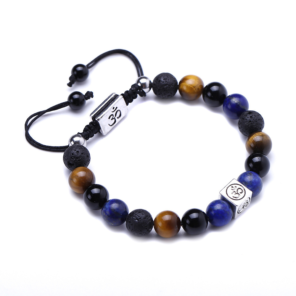 Adjustable Handmade Woven 8mm Stone Beads Bracelets Spiritual Protection Healing Positive Energy Handmade Bracelet Supplier