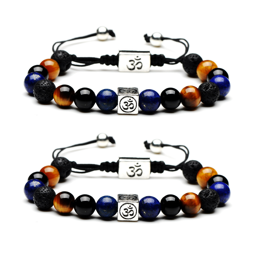 Adjustable Handmade Woven 8mm Stone Beads Bracelets Spiritual Protection Healing Positive Energy Handmade Bracelet Supplier
