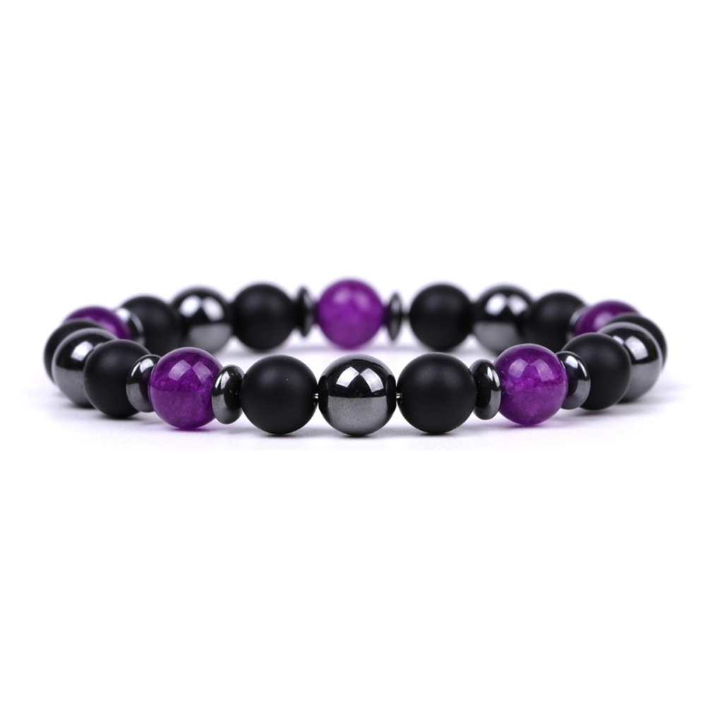 8MM Round Beaded Bracelet for Spiritual Protection Healing Positive Hematite & Matte Onyx