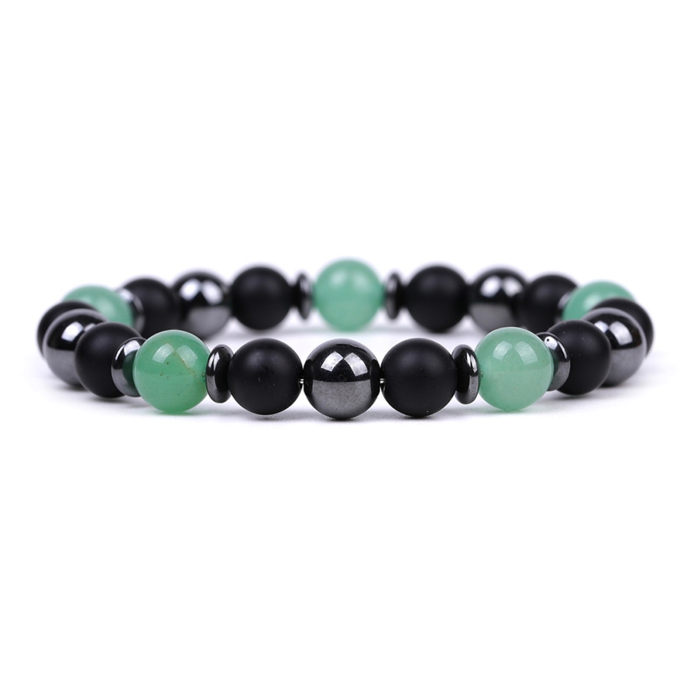 8MM Round Beaded Bracelet for Spiritual Protection Healing Positive Hematite & Matte Onyx