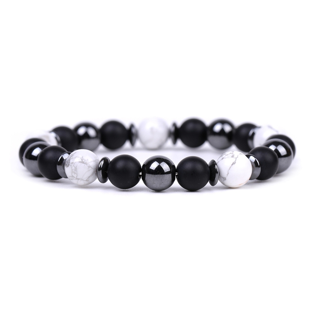 8MM Round Beaded Bracelet for Spiritual Protection Healing Positive Hematite & Matte Onyx