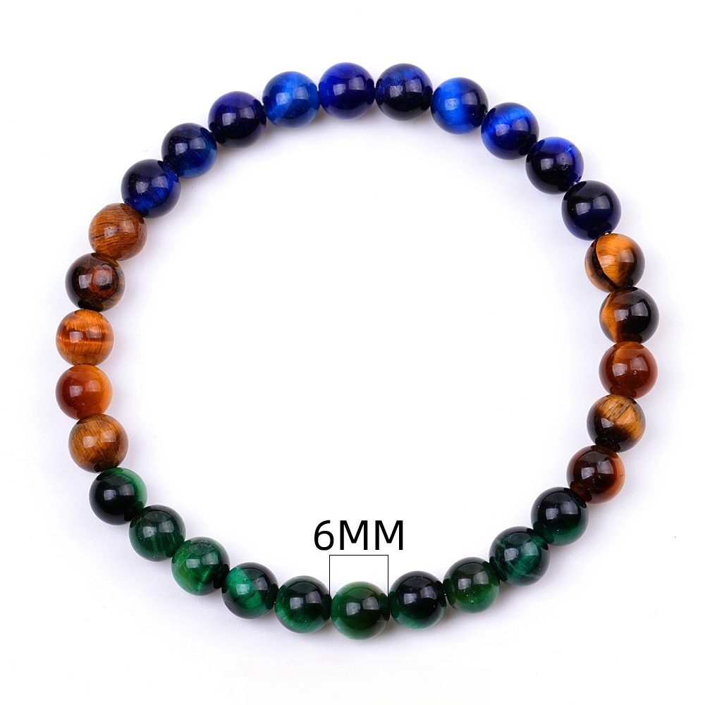 Multicolor Yellow Blue Green Peacock Feather Color Tiger Eye Stretch Bracelets for Women Girls
