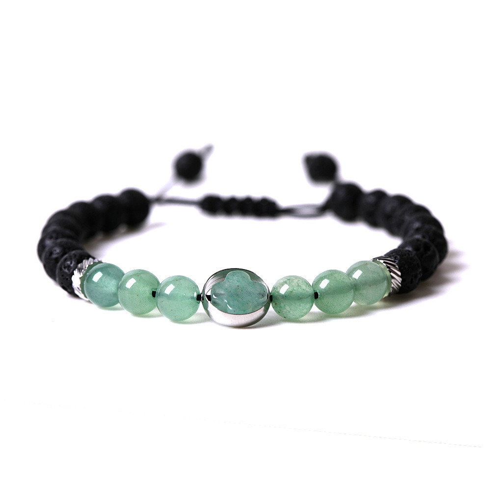 Natural Gemstone Cross 8MM Lava Stone Beaded Bracelets Adjustable for women men