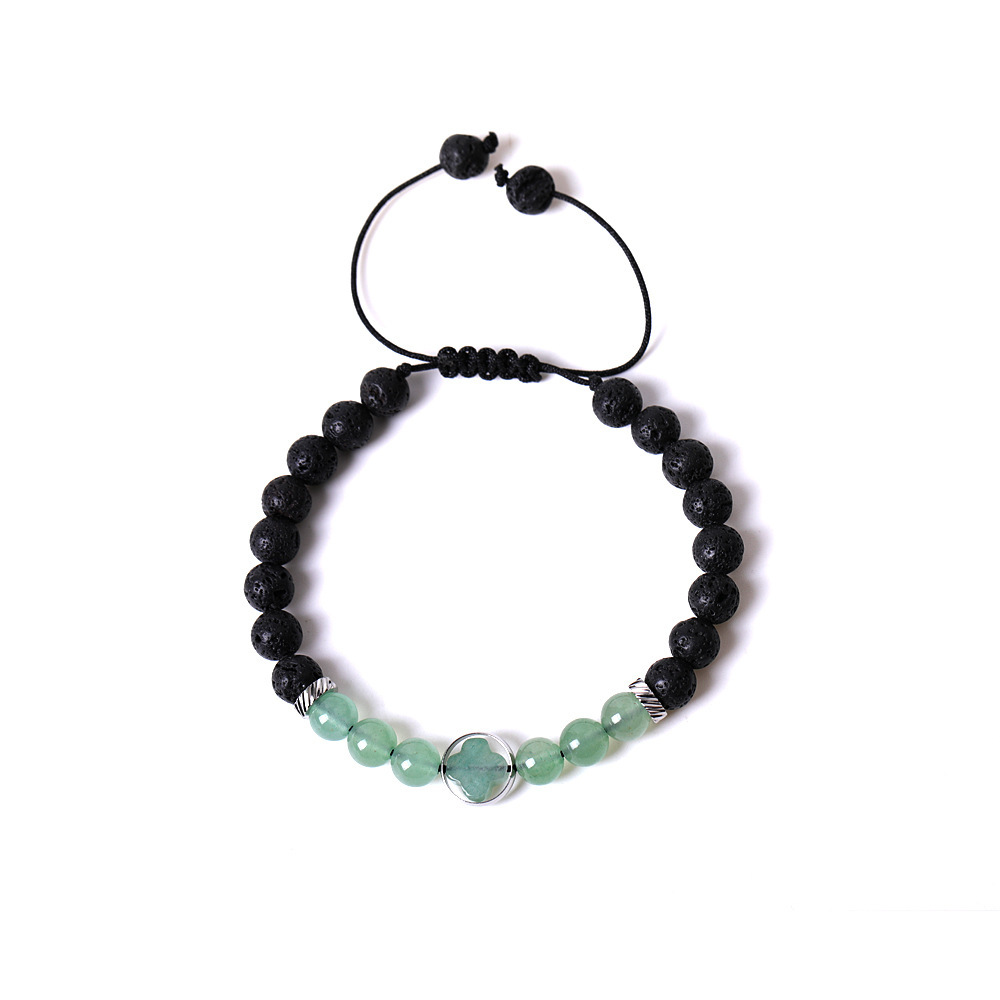Mapstone Couple Gemstone Cross 8MM Lava Stone Beaded Bracelets for women men
