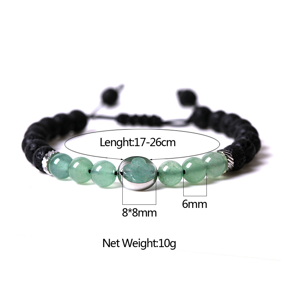 Natural Gemstone Cross 8MM Lava Stone Beaded Bracelets Adjustable for women men