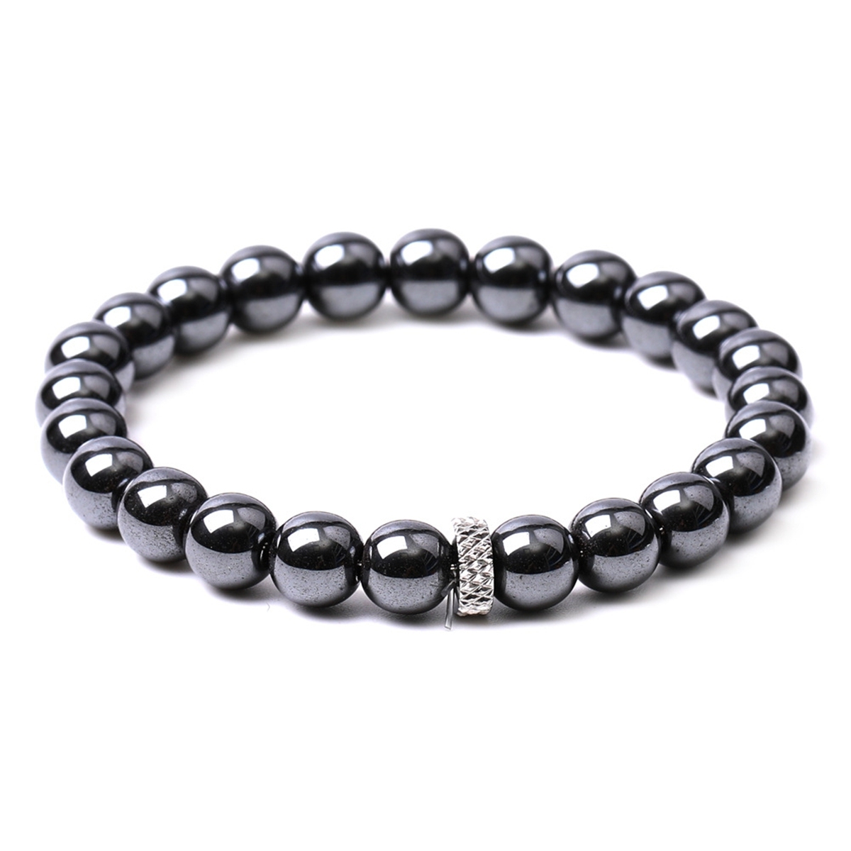 8mm Gemstone Beaded Bracelet  for Women Men Stainless Steel Spacer Stone  Round Beads Bracelets #SB2059