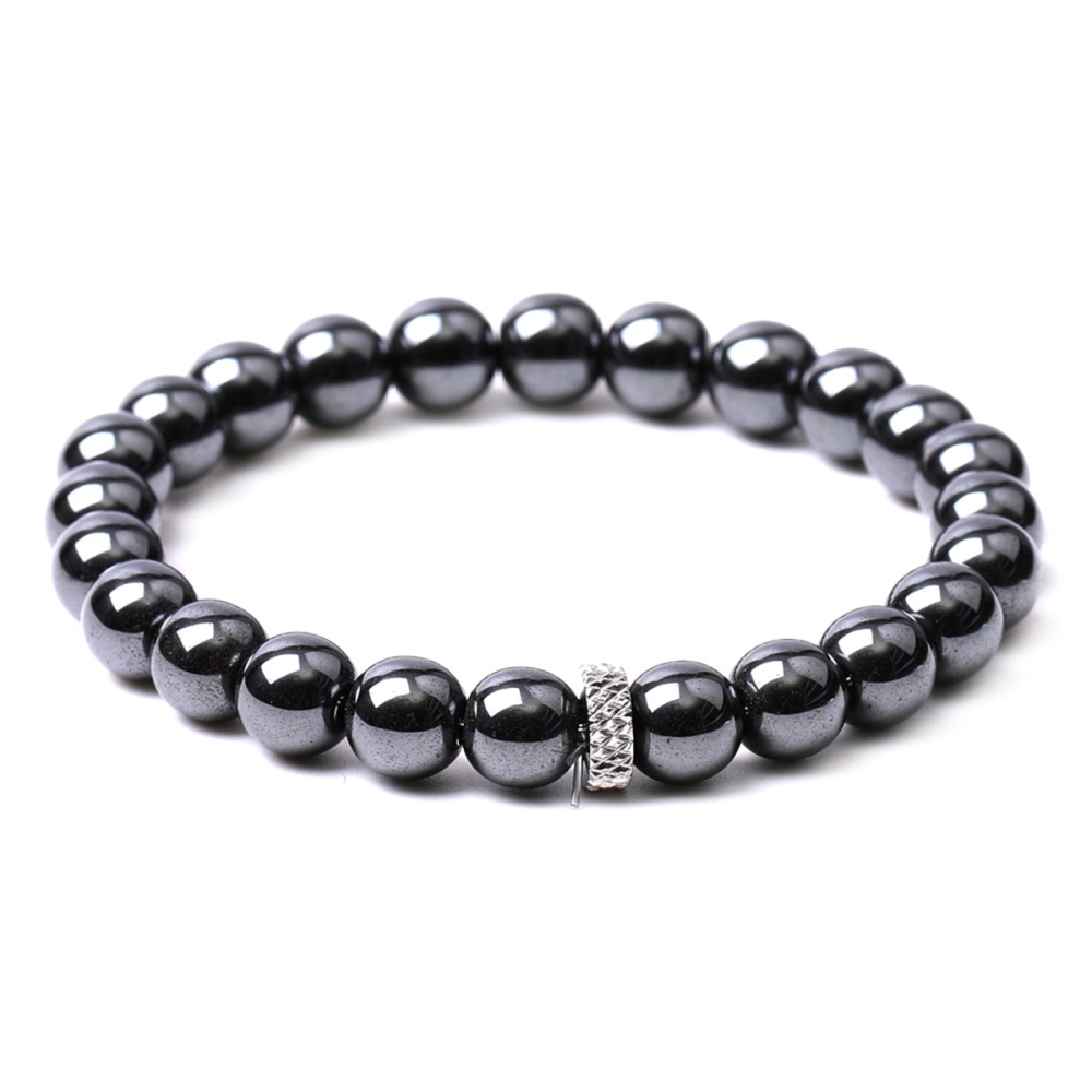 8mm Gemstone Beaded Bracelet  for Women Men Stainless Steel Spacer Stone  Round Beads Bracelets #SB2059