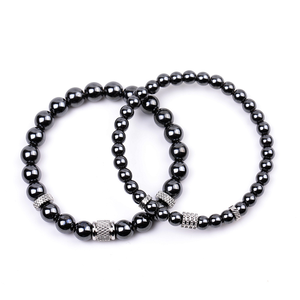 Couple Gemstone Stainless Steel Spacer Beads Bracelet for Women Men #SB2127