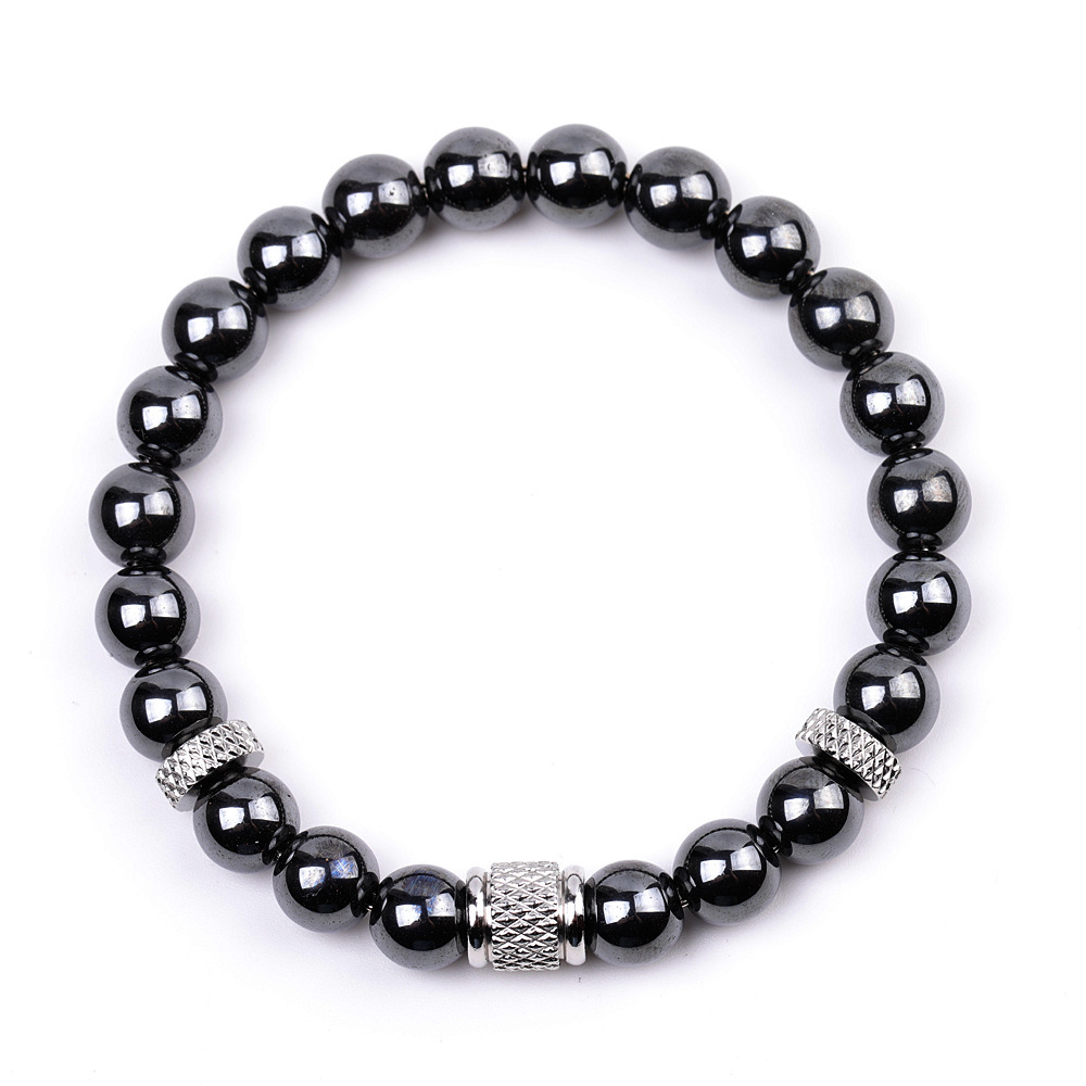 8mm Gemstone Stainless Steel Spacer Beads Bracelet for Women Men #SB2127