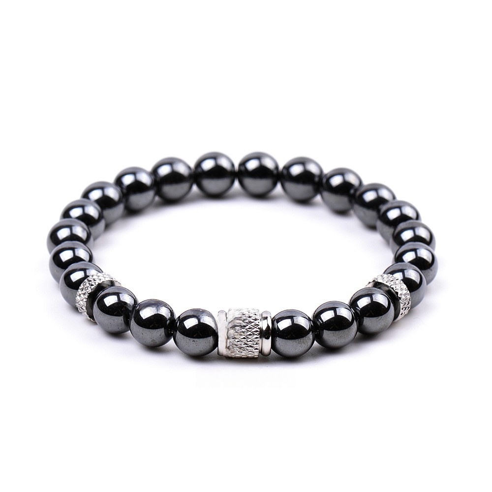 8mm Gemstone Stainless Steel Spacer Beads Bracelet for Women Men #SB2127