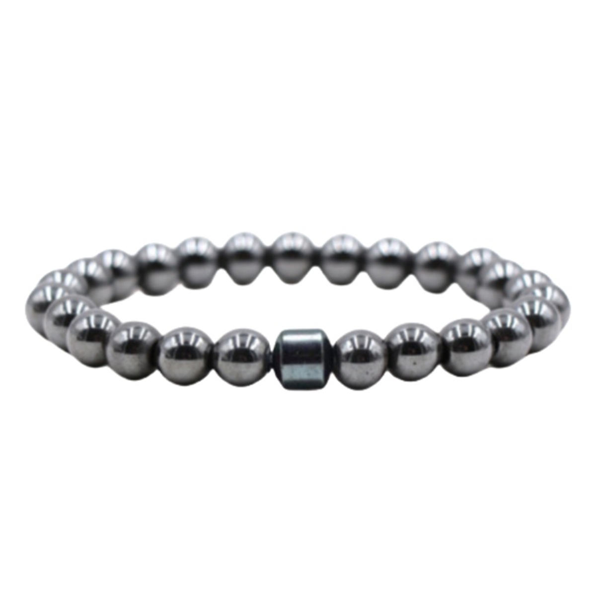 8mm Gemstone Beaded Tube Hematite Stone Bracelet for Women Men #SB1902