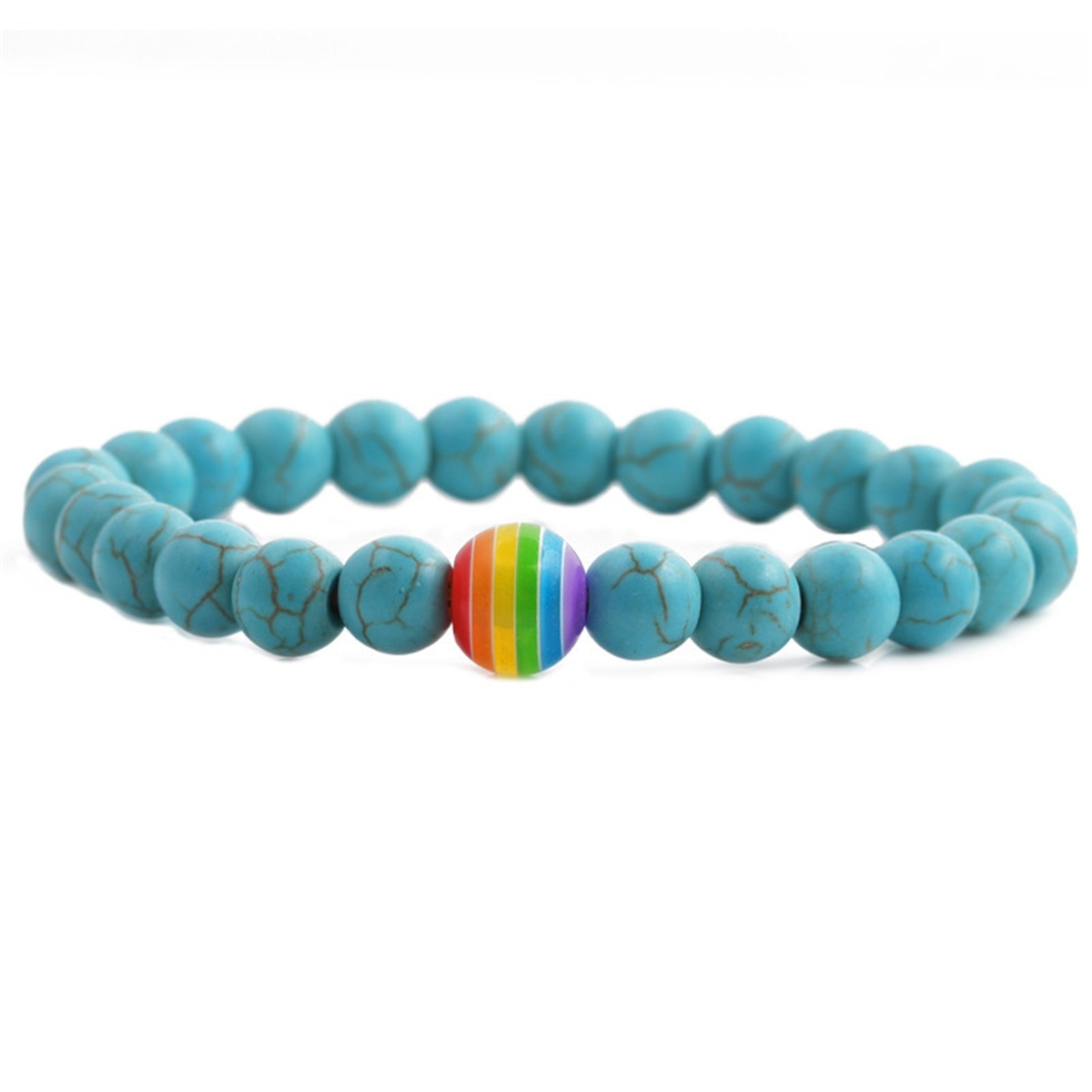8mm Gemstone Beaded Colorful Resin Stone Bracelet for Women Men #SB1388