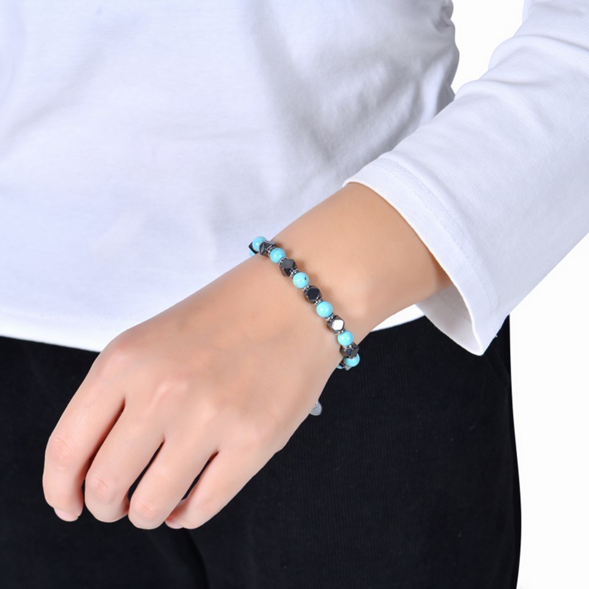 Cube Hematite 6MM Gemstone Beads Bracelet SB2148
