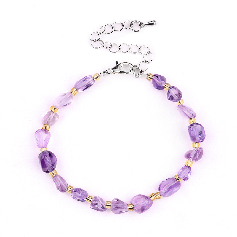 Irregular Tumbled Stone Beads (5-12MM) Bracelet with Lobster Clasp Chain