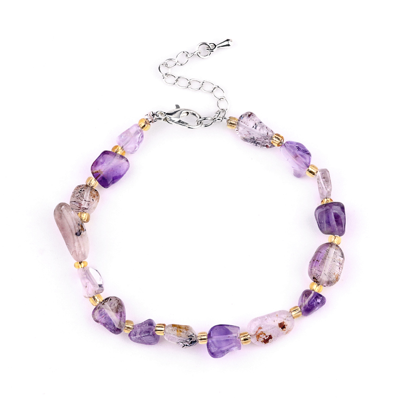 Irregular Tumbled Stone Beads (5-12MM) Bracelet with Lobster Clasp Chain
