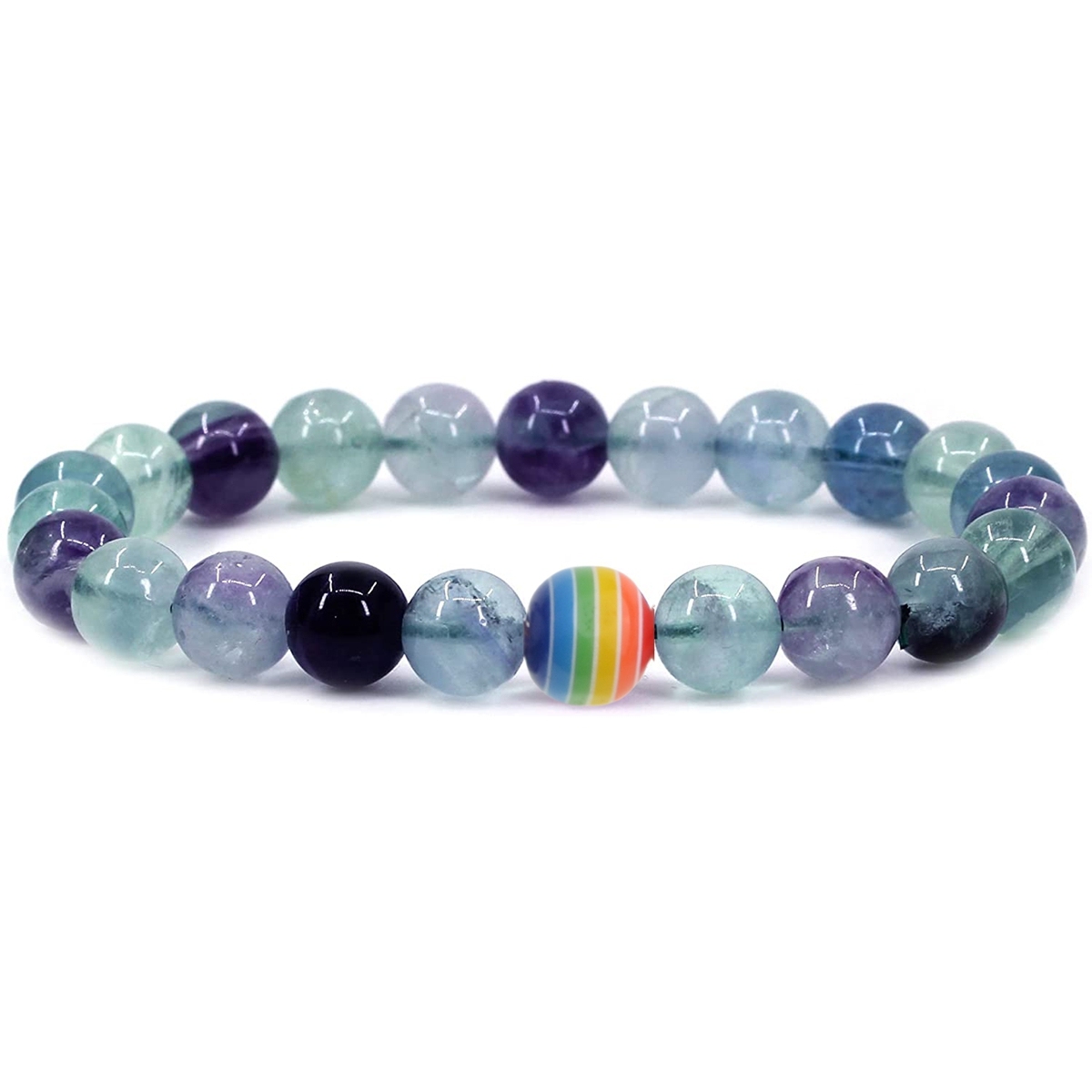 8mm Gemstone Beaded Colorful Resin Stone Bracelet for Women Men #SB1388
