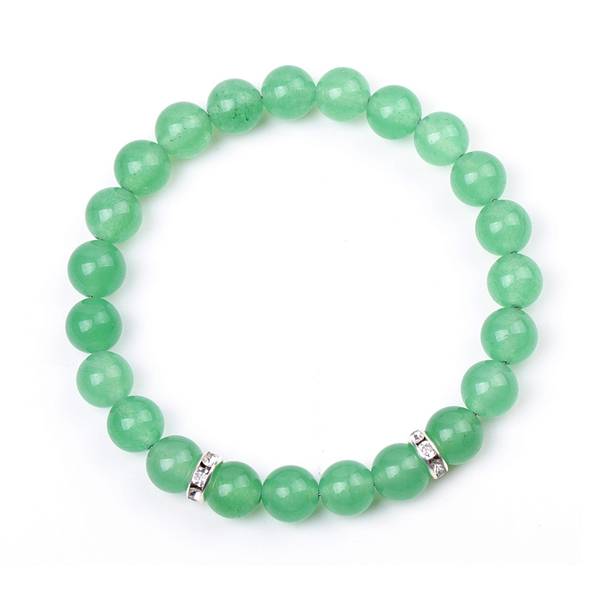 8mm Gemstone Beaded Bracelet  for Women Men Stainless Steel Spacer Stone  Round Beads Bracelets #SB2058