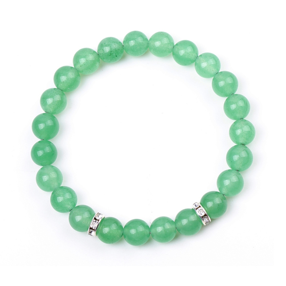 8mm Gemstone Beaded Bracelet  for Women Men Stainless Steel Spacer Stone  Round Beads Bracelets #SB2058