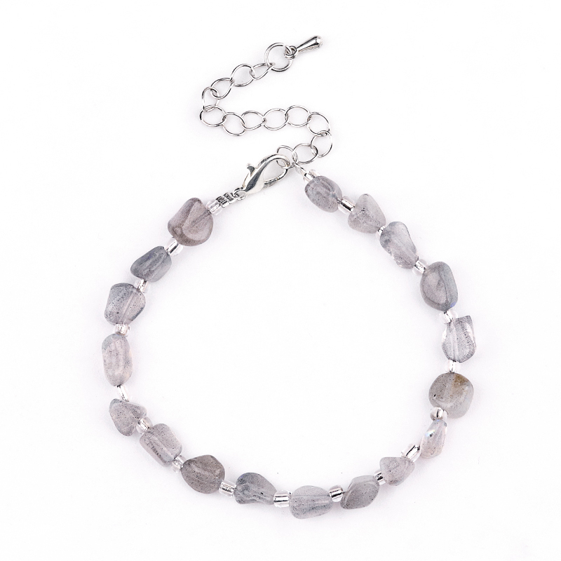 Irregular Tumbled Stone Beads (5-12MM) Bracelet with Lobster Clasp Chain
