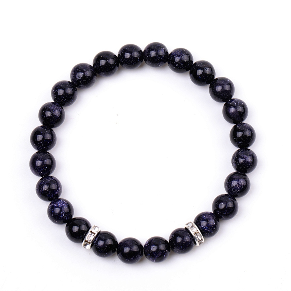 8mm Gemstone Beaded Bracelet  for Women Men Stainless Steel Spacer Stone  Round Beads Bracelets #SB2058