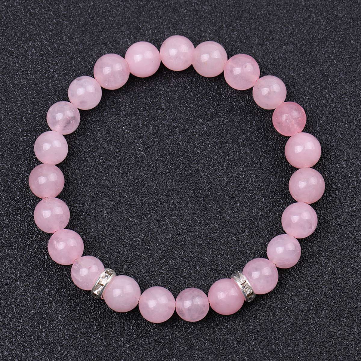 8mm Gemstone Beaded Bracelet  for Women Men Stainless Steel Spacer Stone  Round Beads Bracelets #SB2058