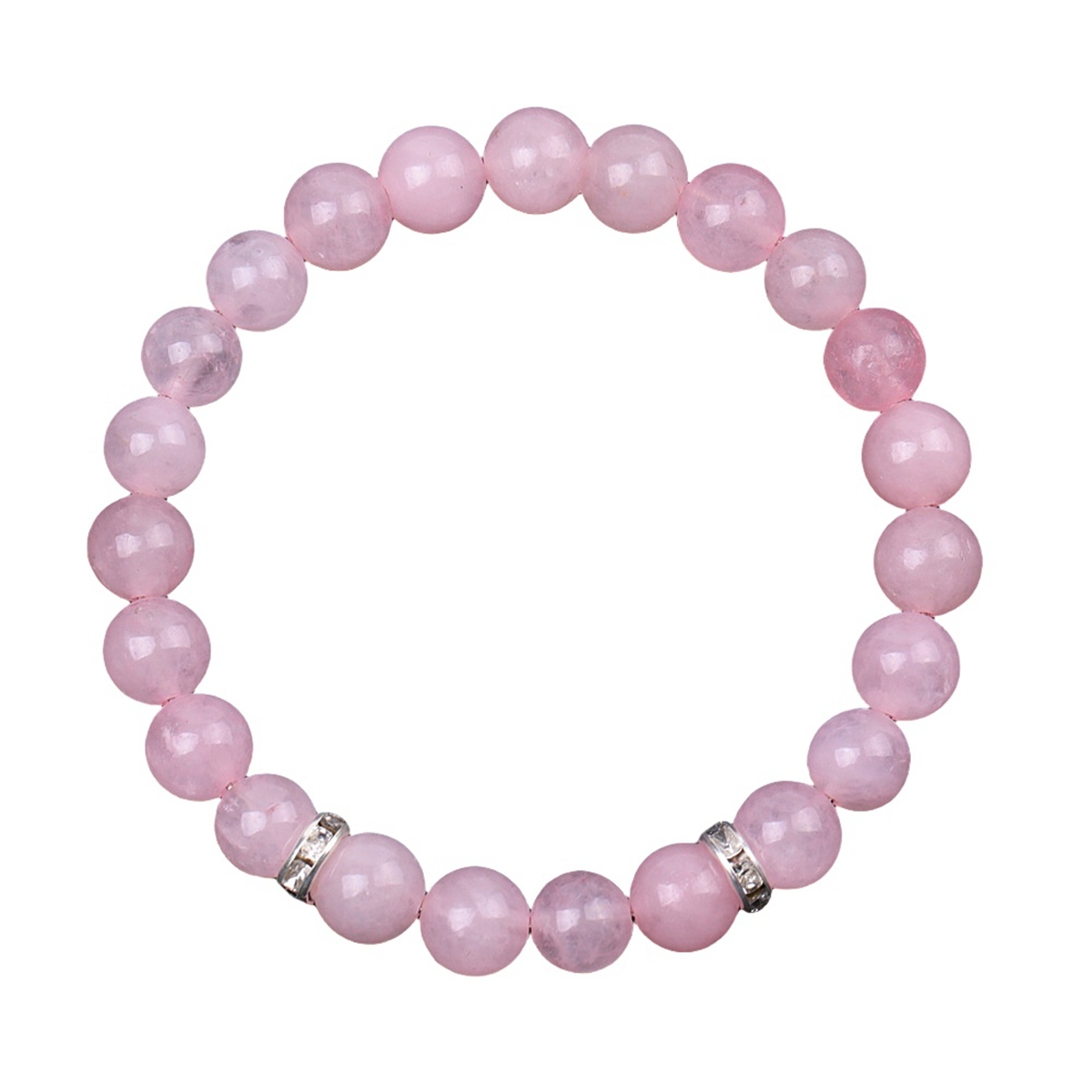 8mm Gemstone Beaded Bracelet  for Women Men Stainless Steel Spacer Stone  Round Beads Bracelets #SB2058