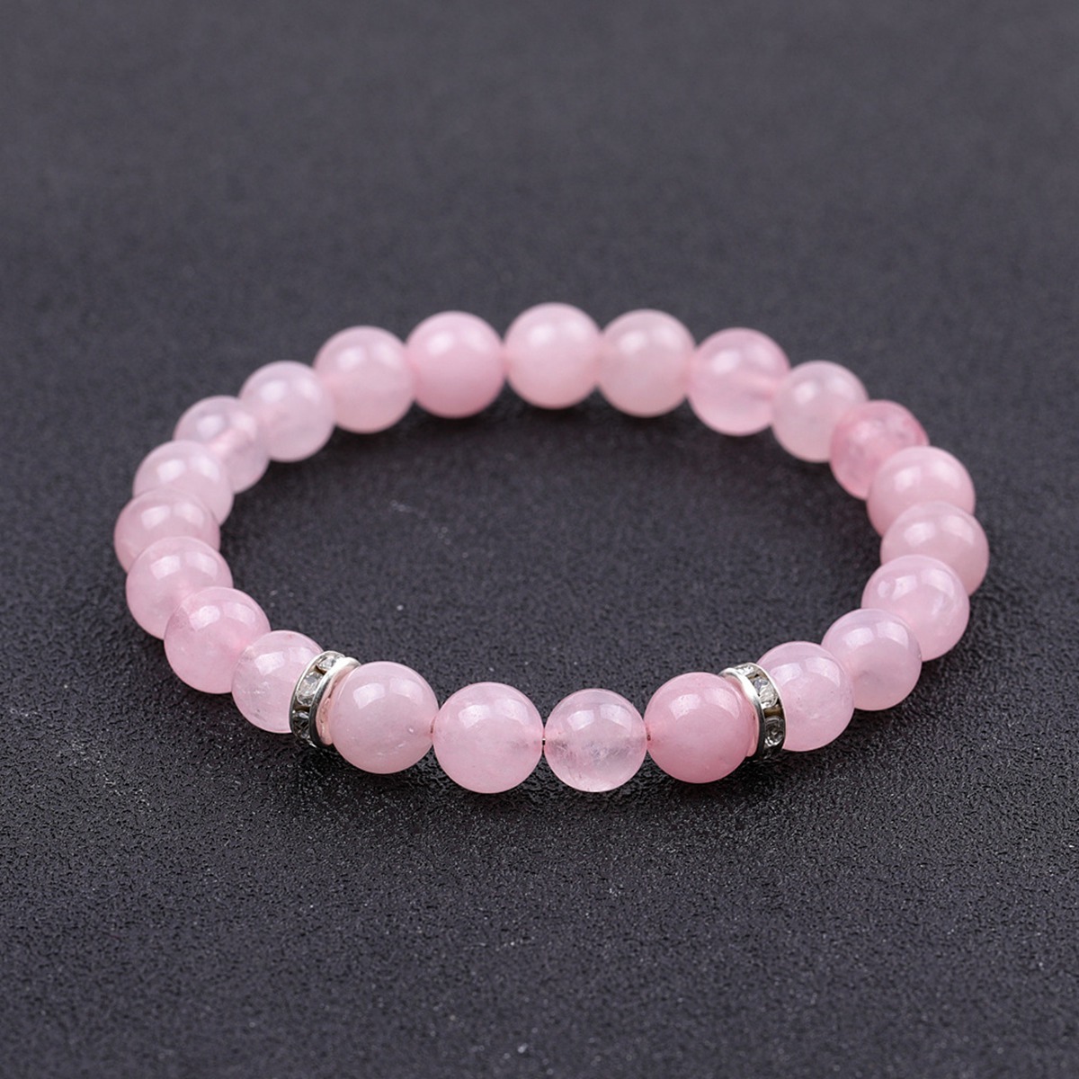 8mm Gemstone Beaded Bracelet  for Women Men Stainless Steel Spacer Stone  Round Beads Bracelets #SB2058