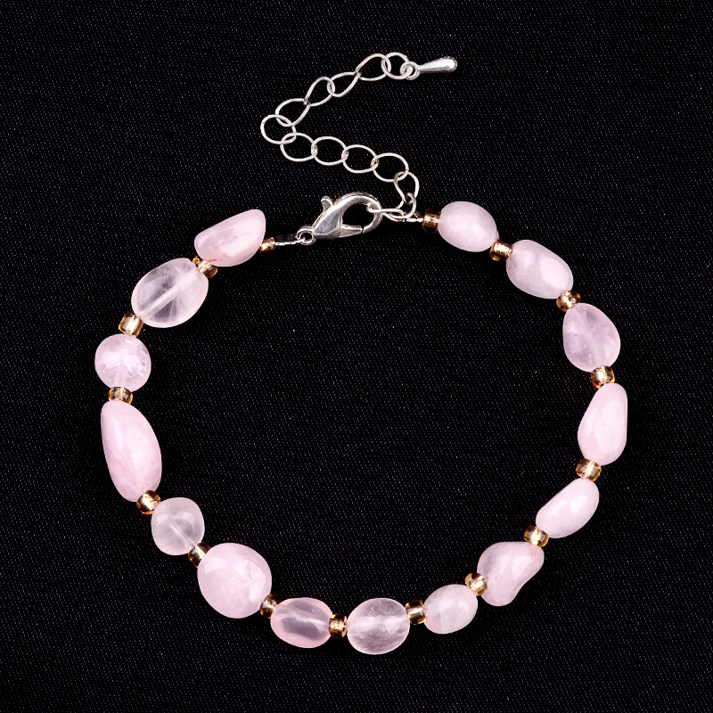 Irregular Tumbled Stone Beads (5-12MM) Bracelet with Lobster Clasp Chain