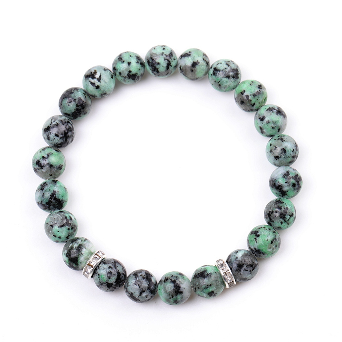8mm Gemstone Beaded Bracelet  for Women Men Stainless Steel Spacer Stone  Round Beads Bracelets #SB2058