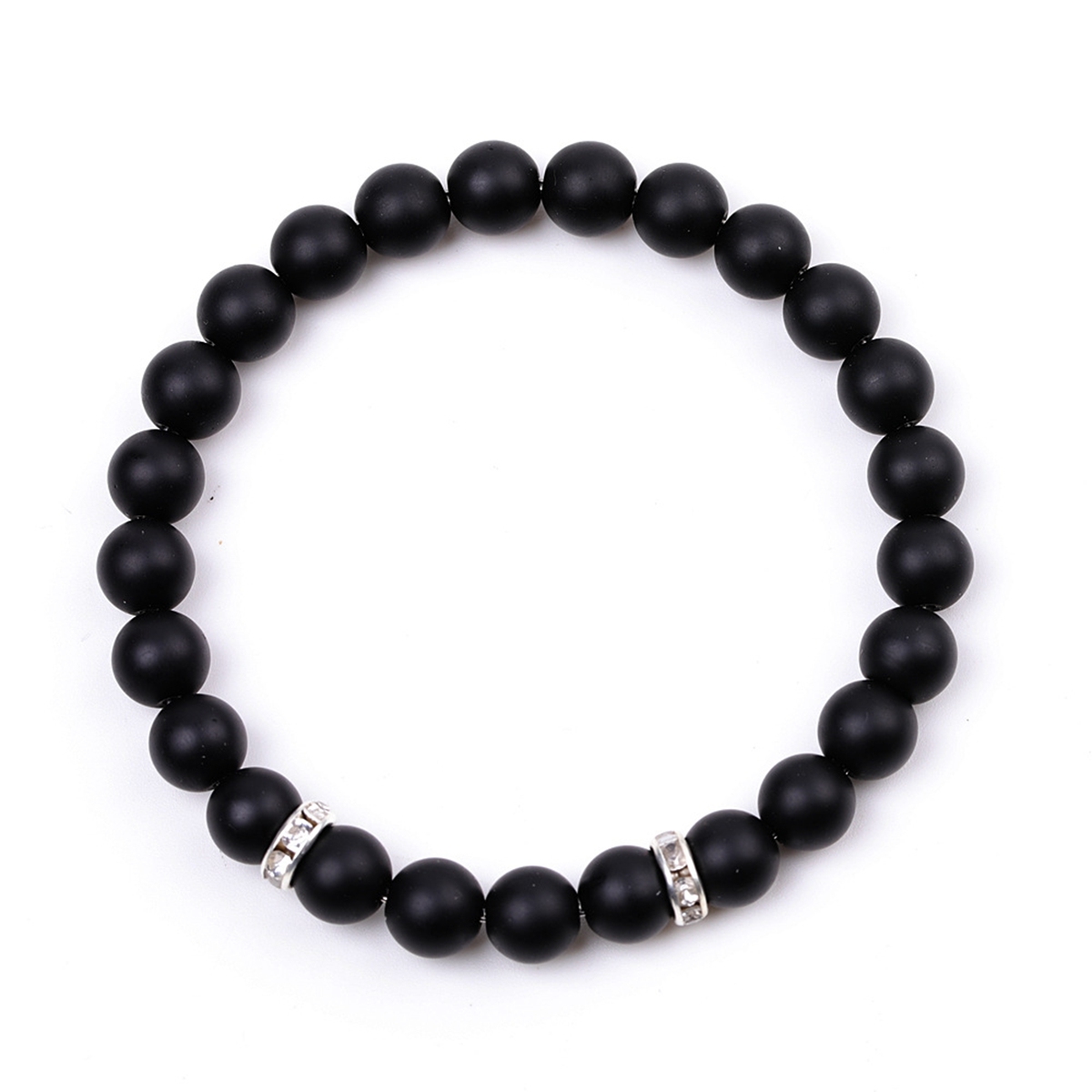 8mm Gemstone Beaded Bracelet  for Women Men Stainless Steel Spacer Stone  Round Beads Bracelets #SB2058