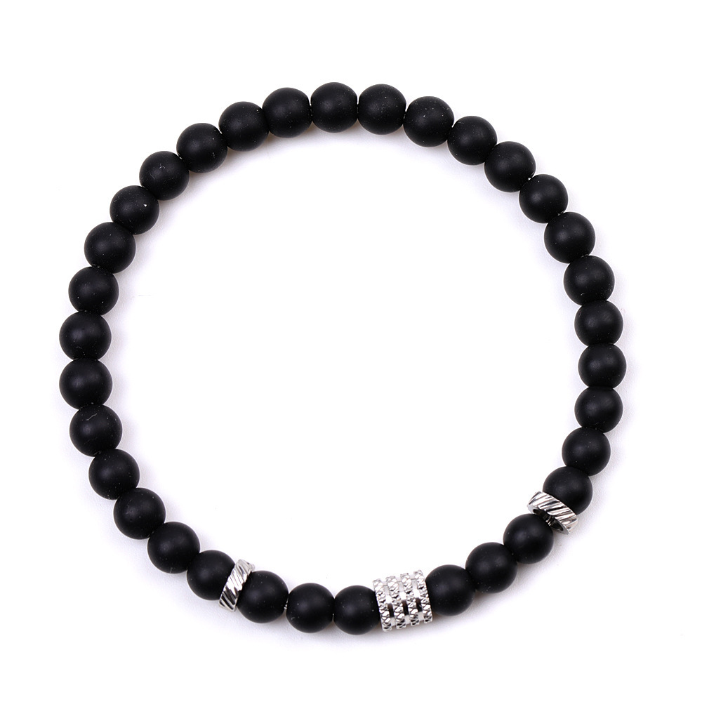 6mm Gemstone Stainless Steel Spacer Beads Bracelet for Women Men #SB2127