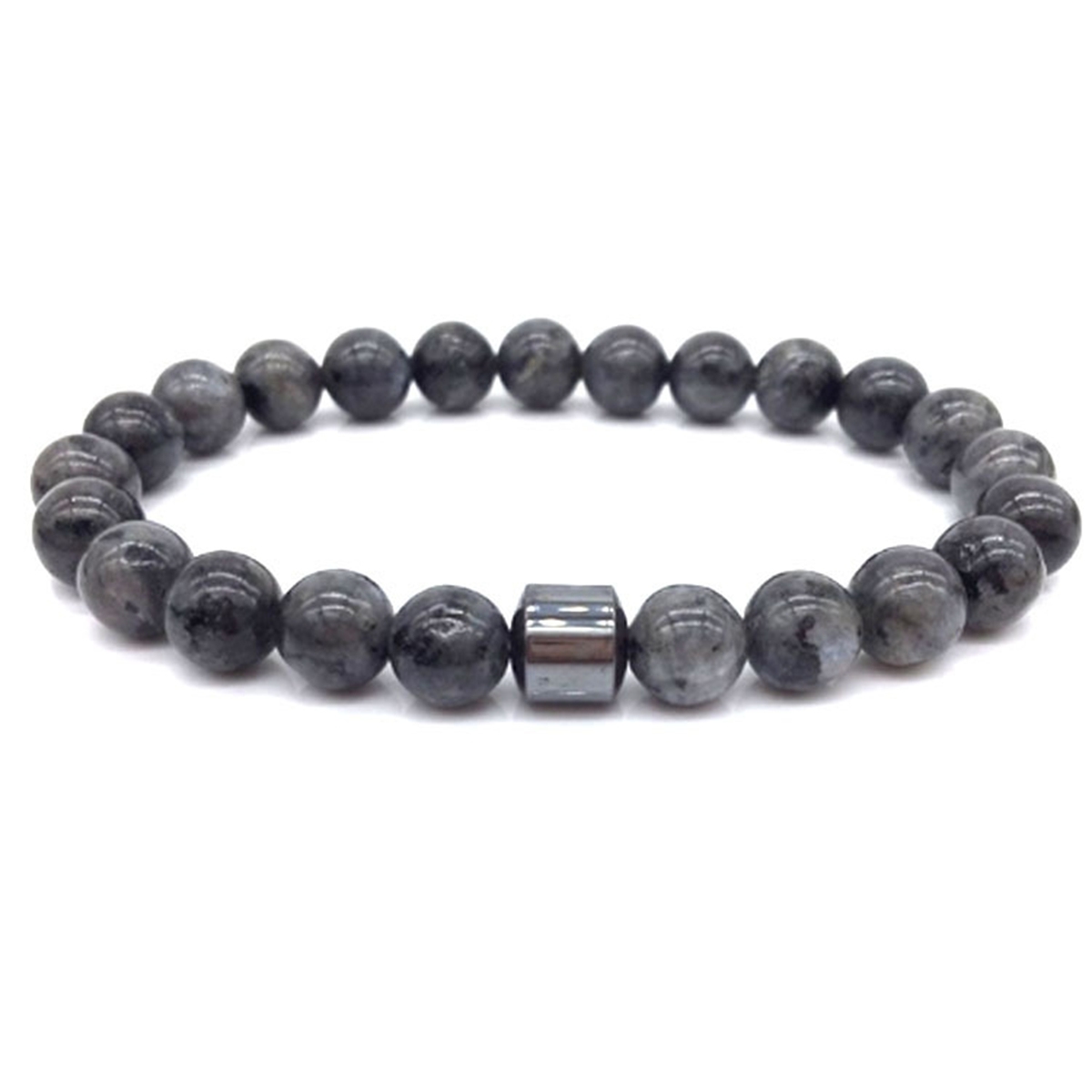 8mm Gemstone Beaded Tube Hematite Stone Bracelet for Women Men #SB1902