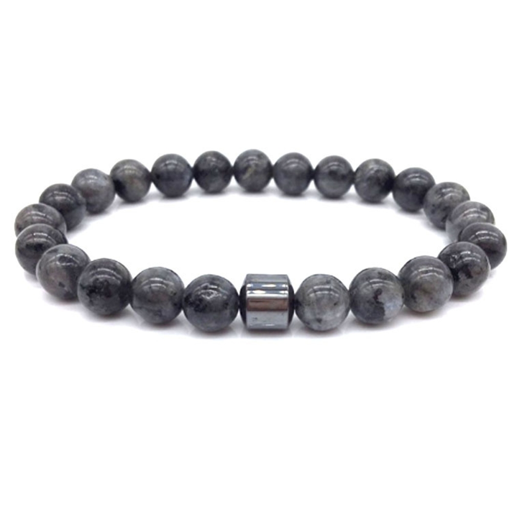 8mm Gemstone Beaded Tube Hematite Stone Bracelet for Women Men #SB1902