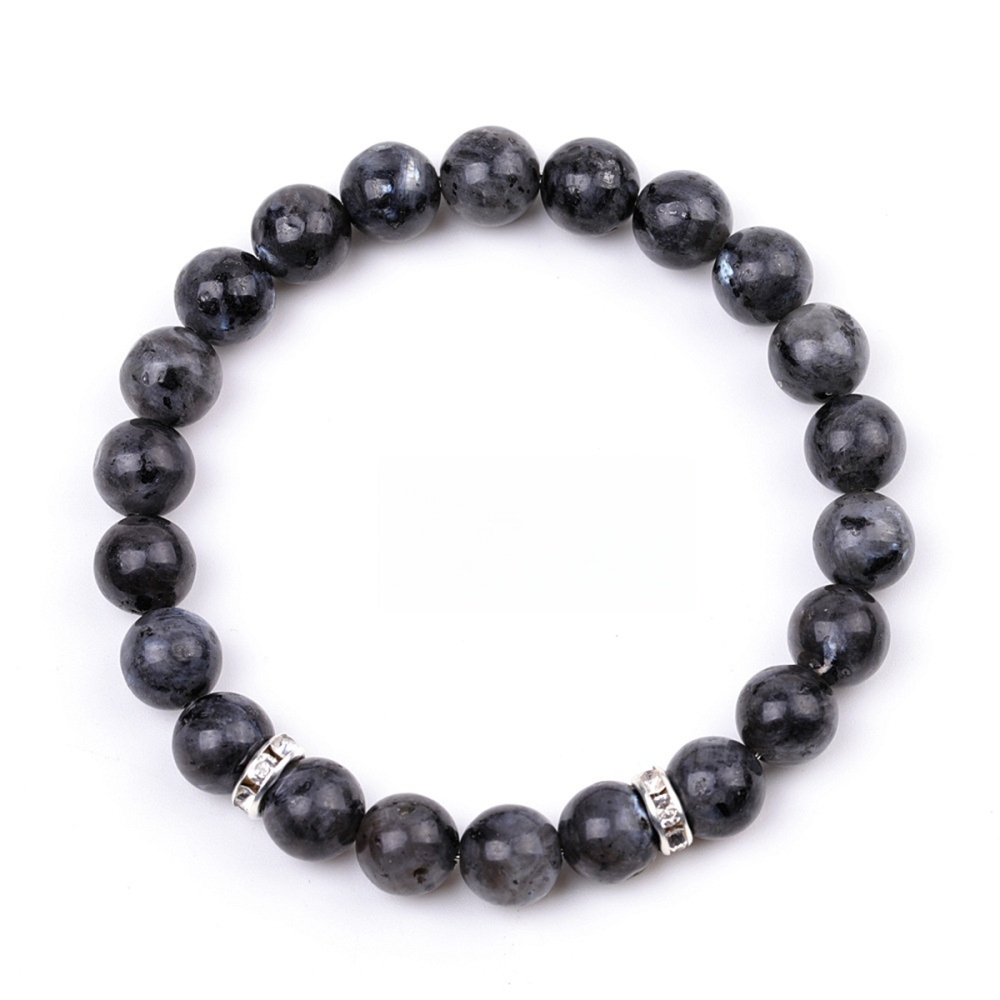 8mm Gemstone Beaded Bracelet  for Women Men Stainless Steel Spacer Stone  Round Beads Bracelets #SB2058