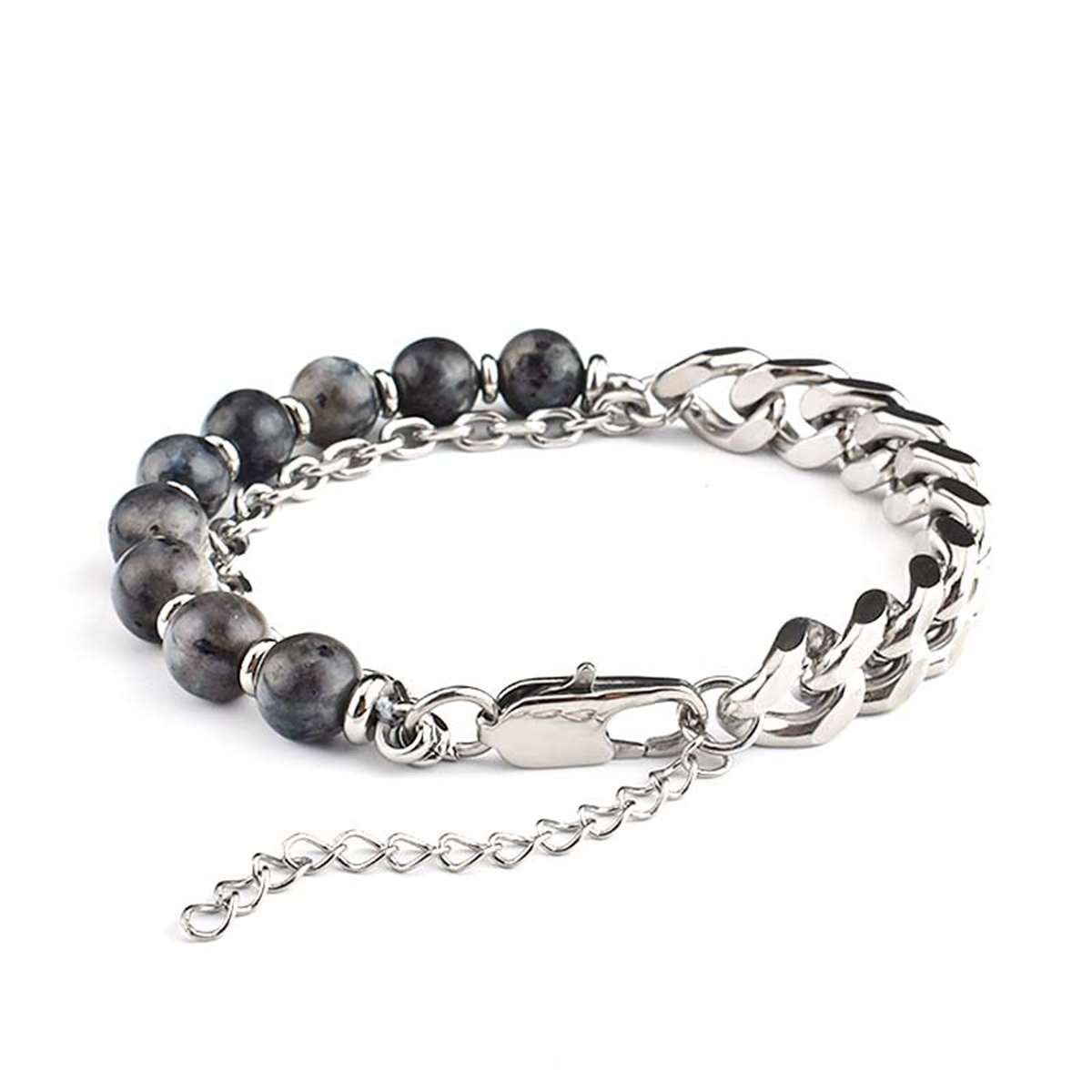 Stainless Steel Chain 8MM Gemstone Beads Bracelet SB2143