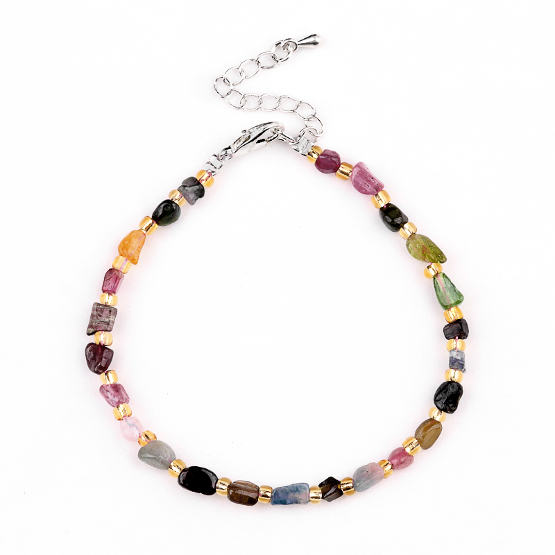 Irregular Tumbled Stone Beads (5-12MM) Bracelet with Lobster Clasp Chain