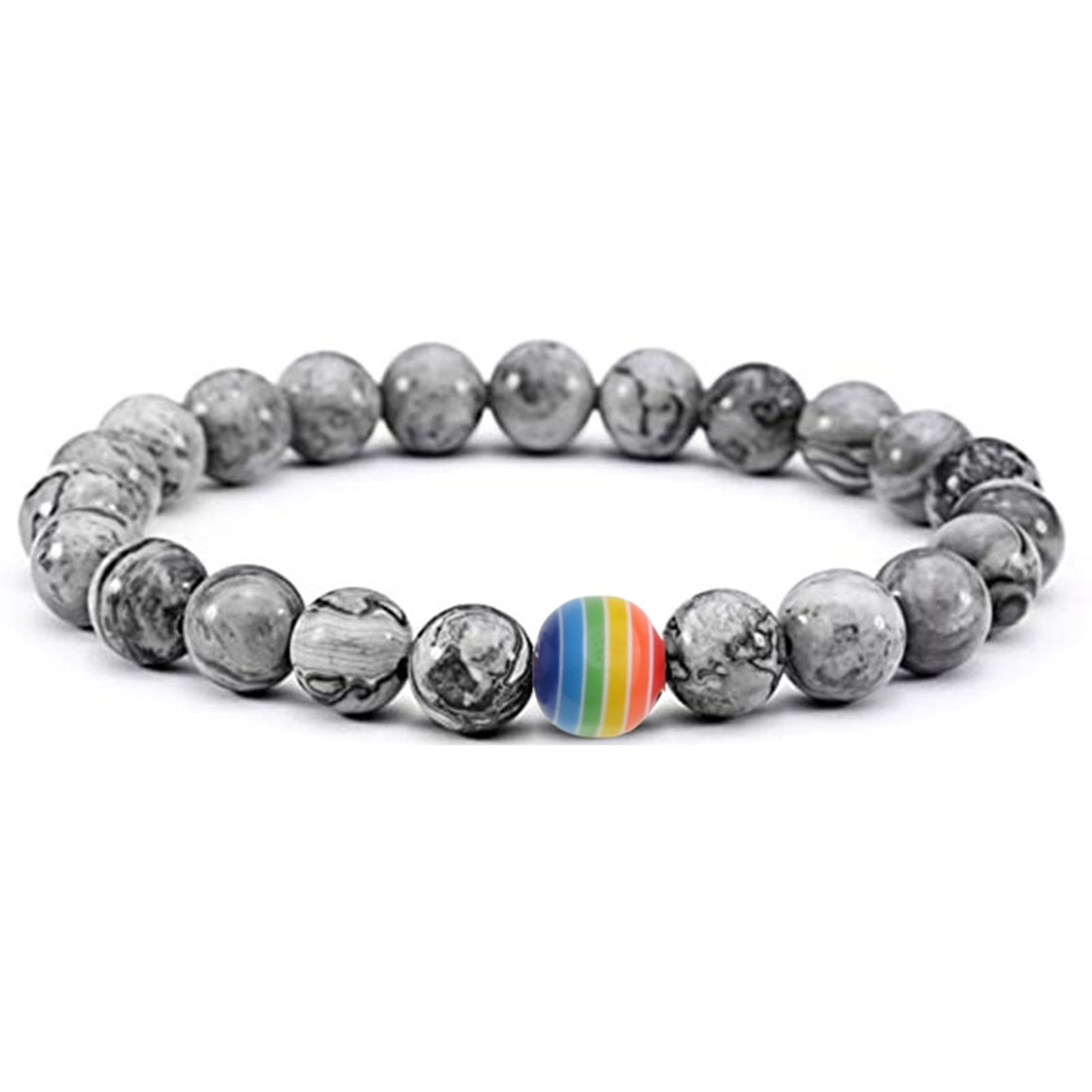 8mm Gemstone Beaded Colorful Resin Stone Bracelet for Women Men #SB1388
