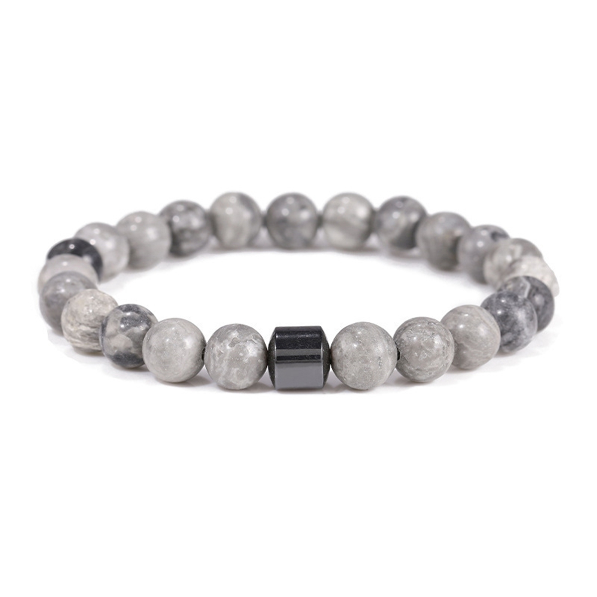 8mm Gemstone Beaded Tube Hematite Stone Bracelet for Women Men #SB1902