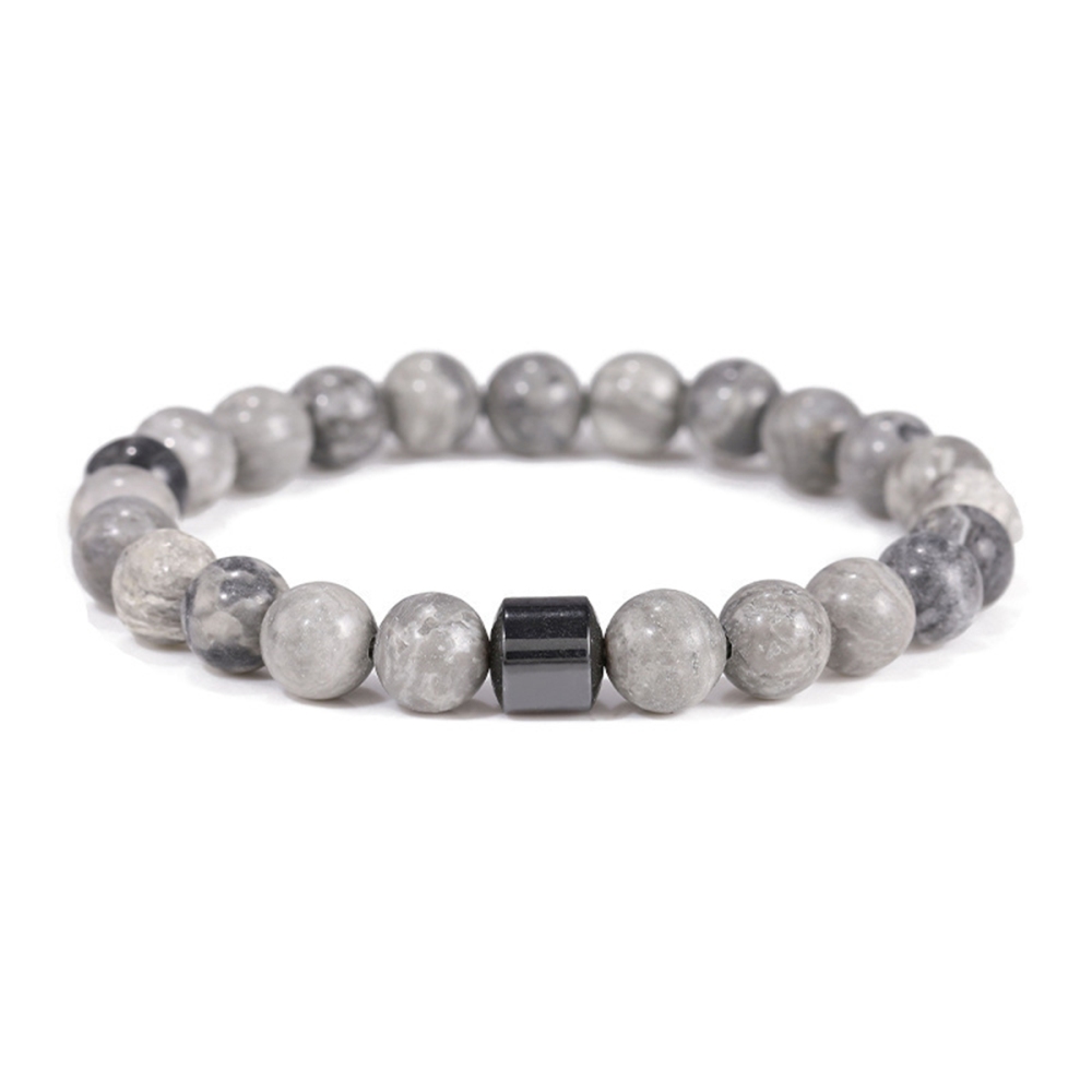 8mm Gemstone Beaded Tube Hematite Stone Bracelet for Women Men #SB1902