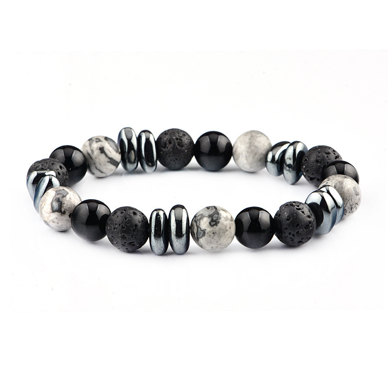 10mm Matte Onyx Hematite Gemstone Beads Bracelet SB2142