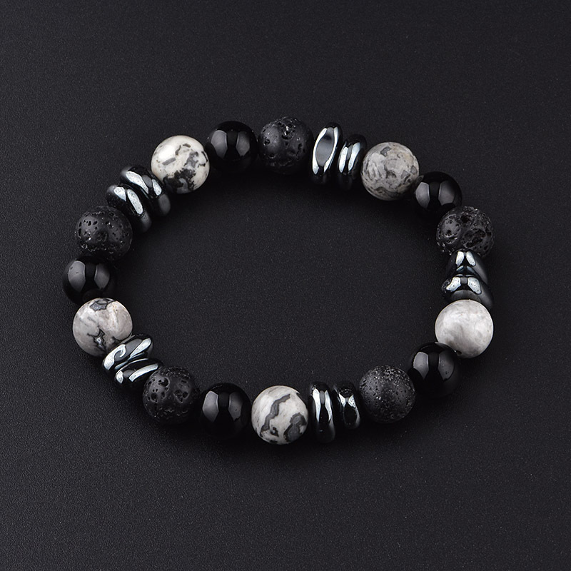 10mm Matte Onyx Hematite Gemstone Beads Bracelet SB2142