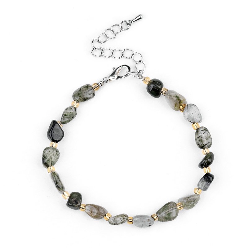 Irregular Tumbled Stone Beads (5-12MM) Bracelet with Lobster Clasp Chain