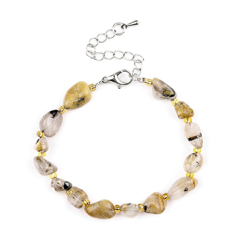 Irregular Tumbled Stone Beads (5-12MM) Bracelet with Lobster Clasp Chain