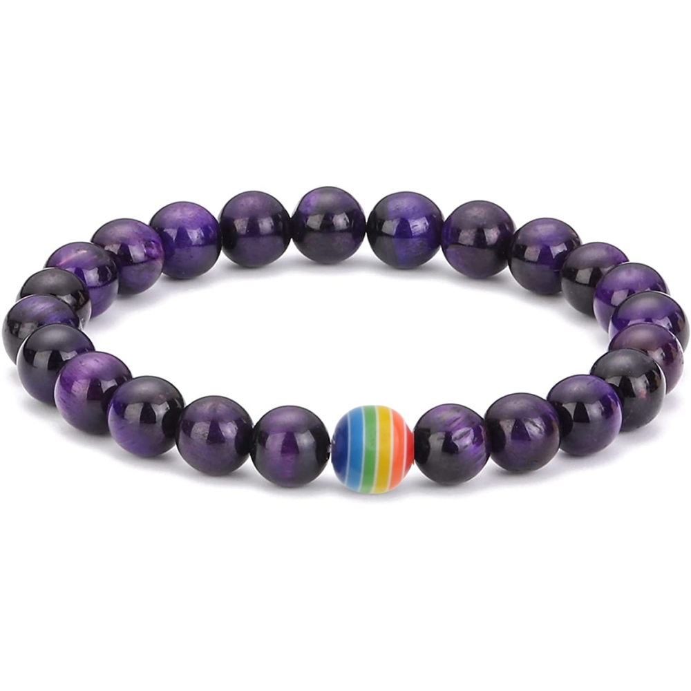 8mm Gemstone Beaded Colorful Resin Stone Bracelet for Women Men #SB1388